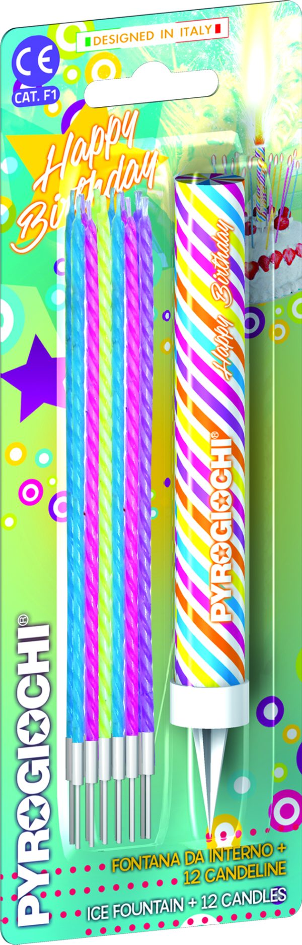 HAPPY BIRTHDAY ICE FOUNTAIN WITH 12 CANDLES Starburst Fireworks