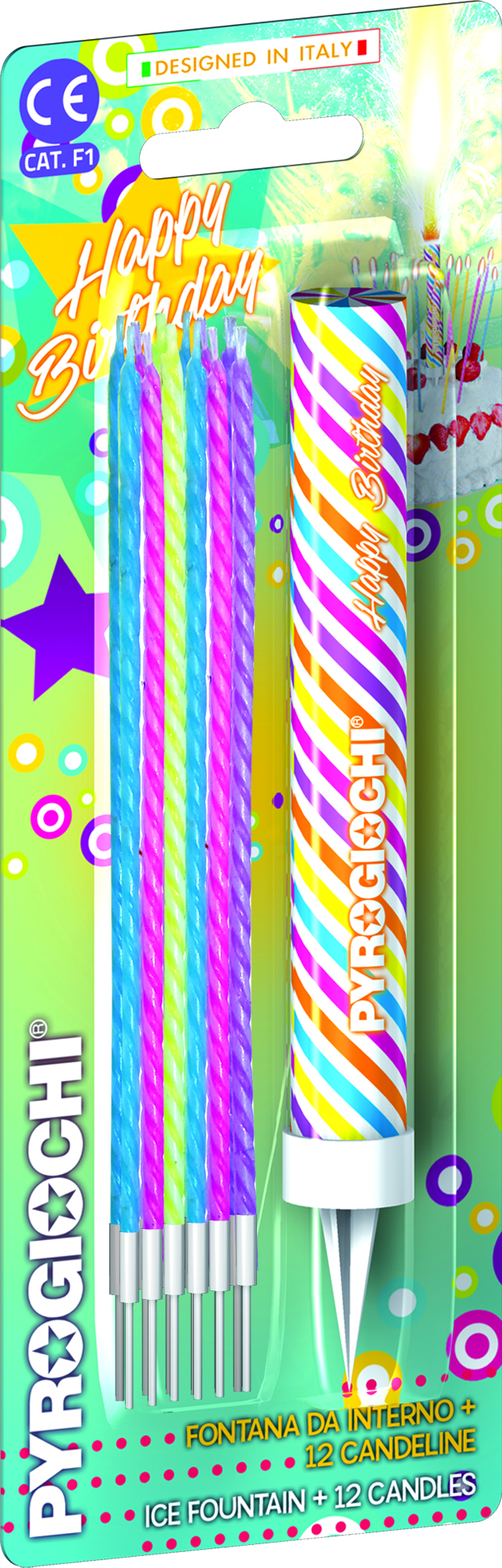 HAPPY BIRTHDAY ICE FOUNTAIN WITH 12 CANDLES Starburst Fireworks