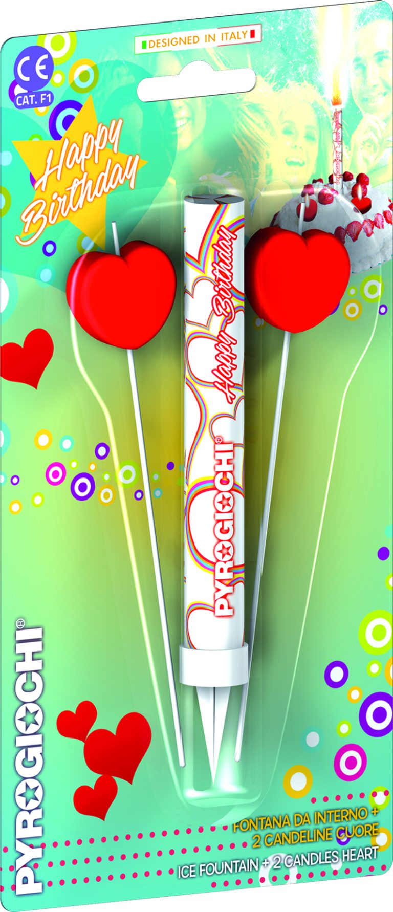 ICE FOUNTAIN WITH 2 X RED HEART CANDLES Starburst Fireworks